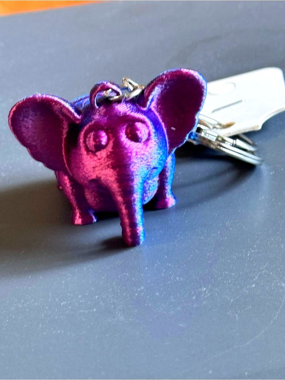 NWT 3D Printed Articulated Elephant Keychain Purple Blue Fidget Toy Bag Charm